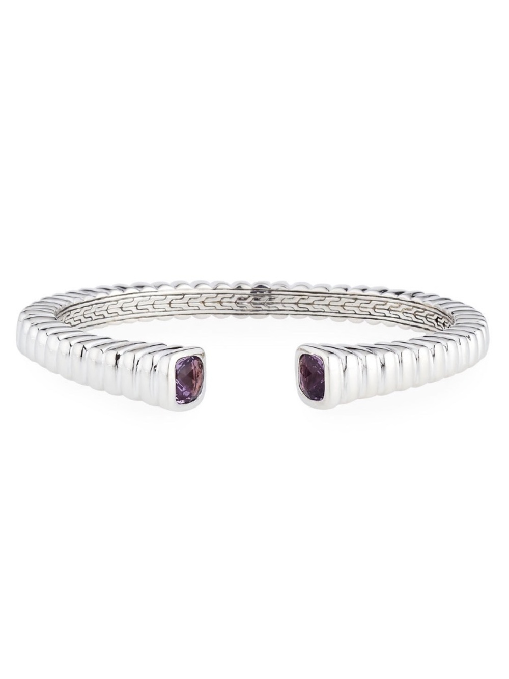 JOHN HARDY Batu Bedeg Square Amethyst Kick Cuff Bracelet in Sterling Silver 7mm